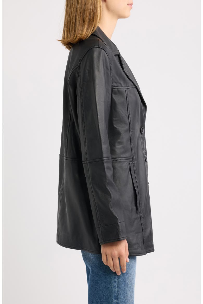 Leather Car Coat, Alternate, color, BLACK