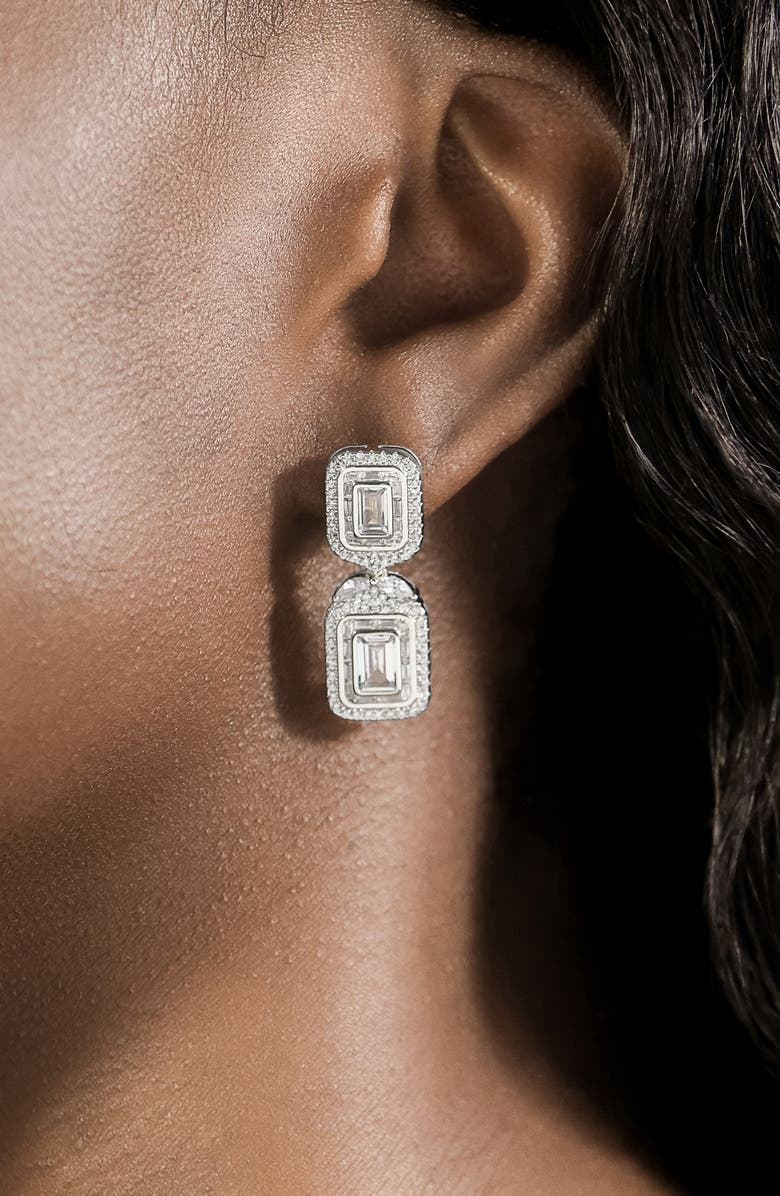 Sterling Forever Trina Cubic Zirconia Drop Earrings, Alternate, color, 