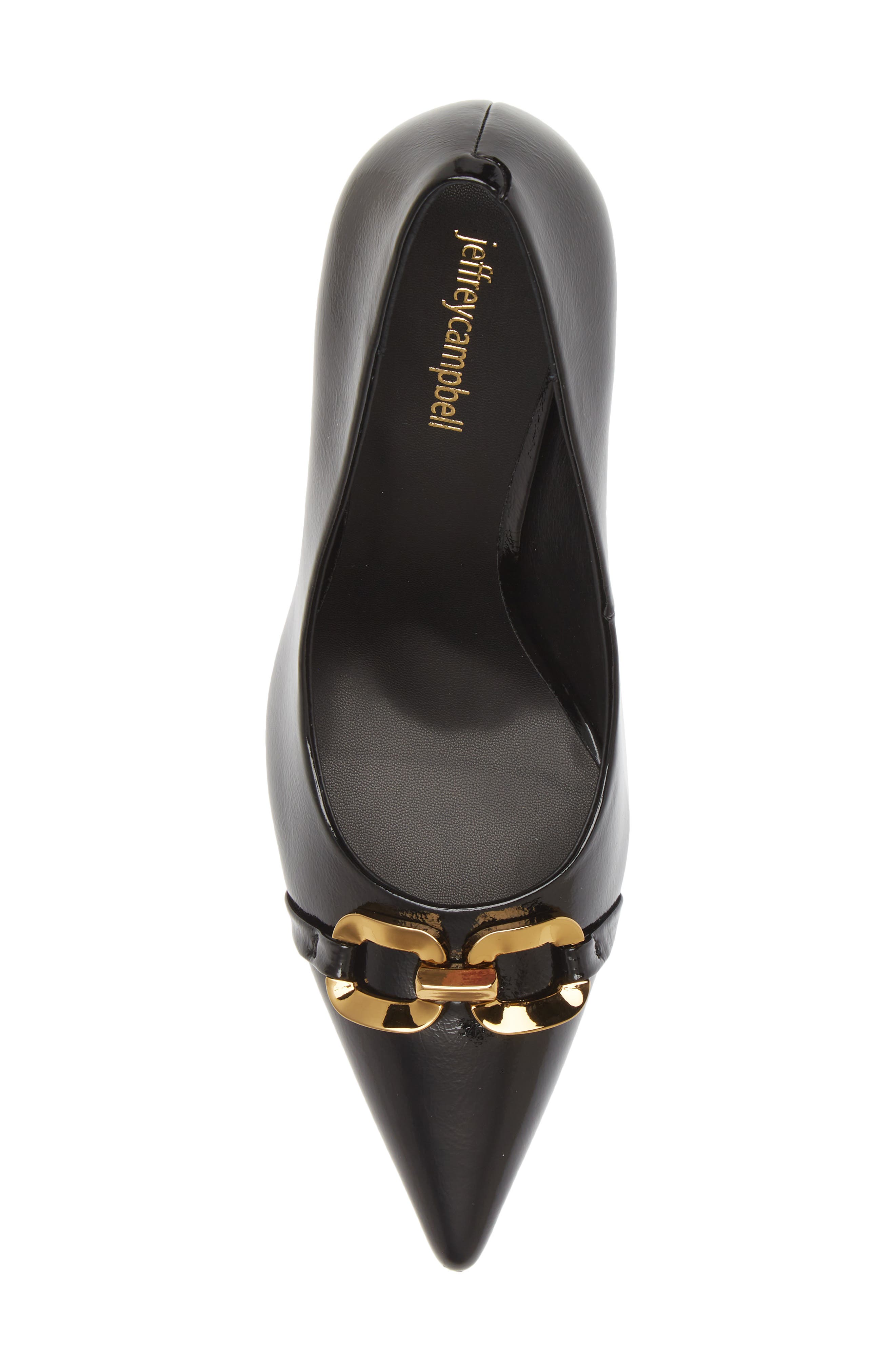 Jeffrey Campbell Authority Pointed Toe Pump, Alternate, color, Black Crinkle Patent/ Gold