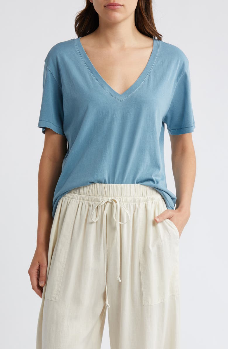 Treasure & Bond Oversize V-Neck Cotton T-Shirt, Main, color, Blue Provincial