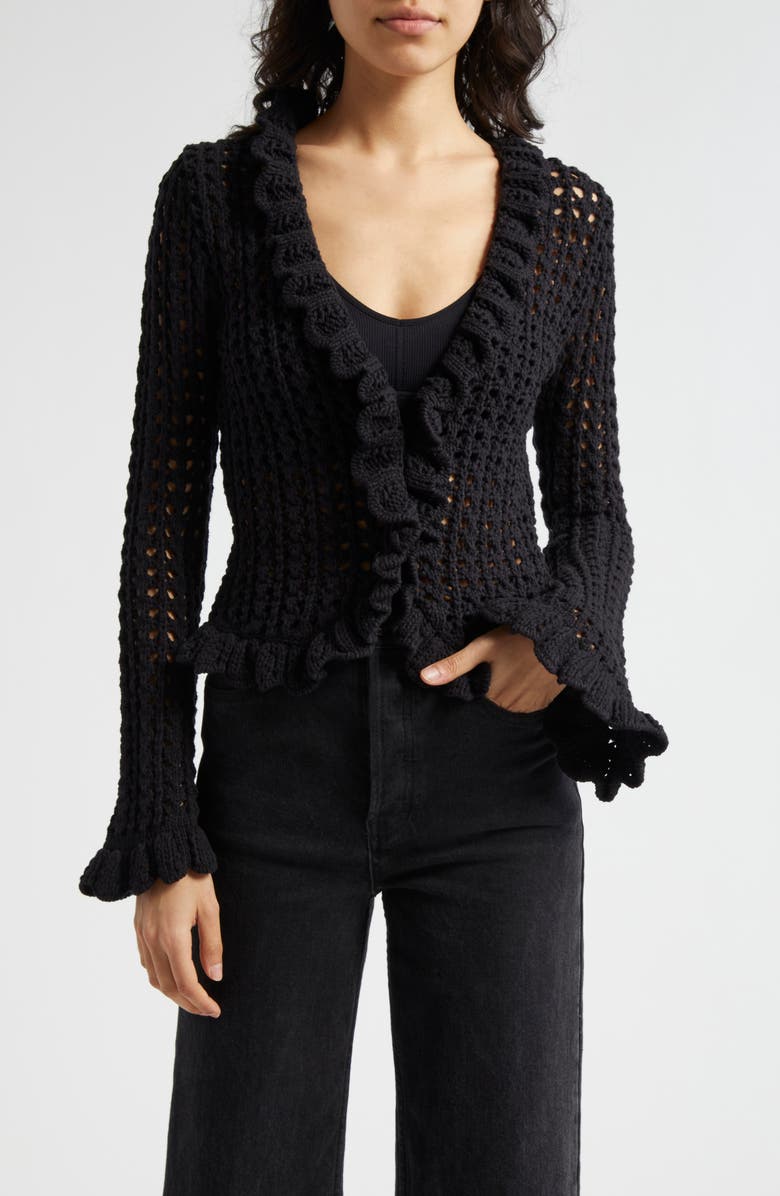 L'AGENCE Solaris Open Stitch Cotton Blend Cardigan, Main, color, 