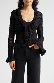 L'AGENCE Solaris Open Stitch Cotton Blend Cardigan