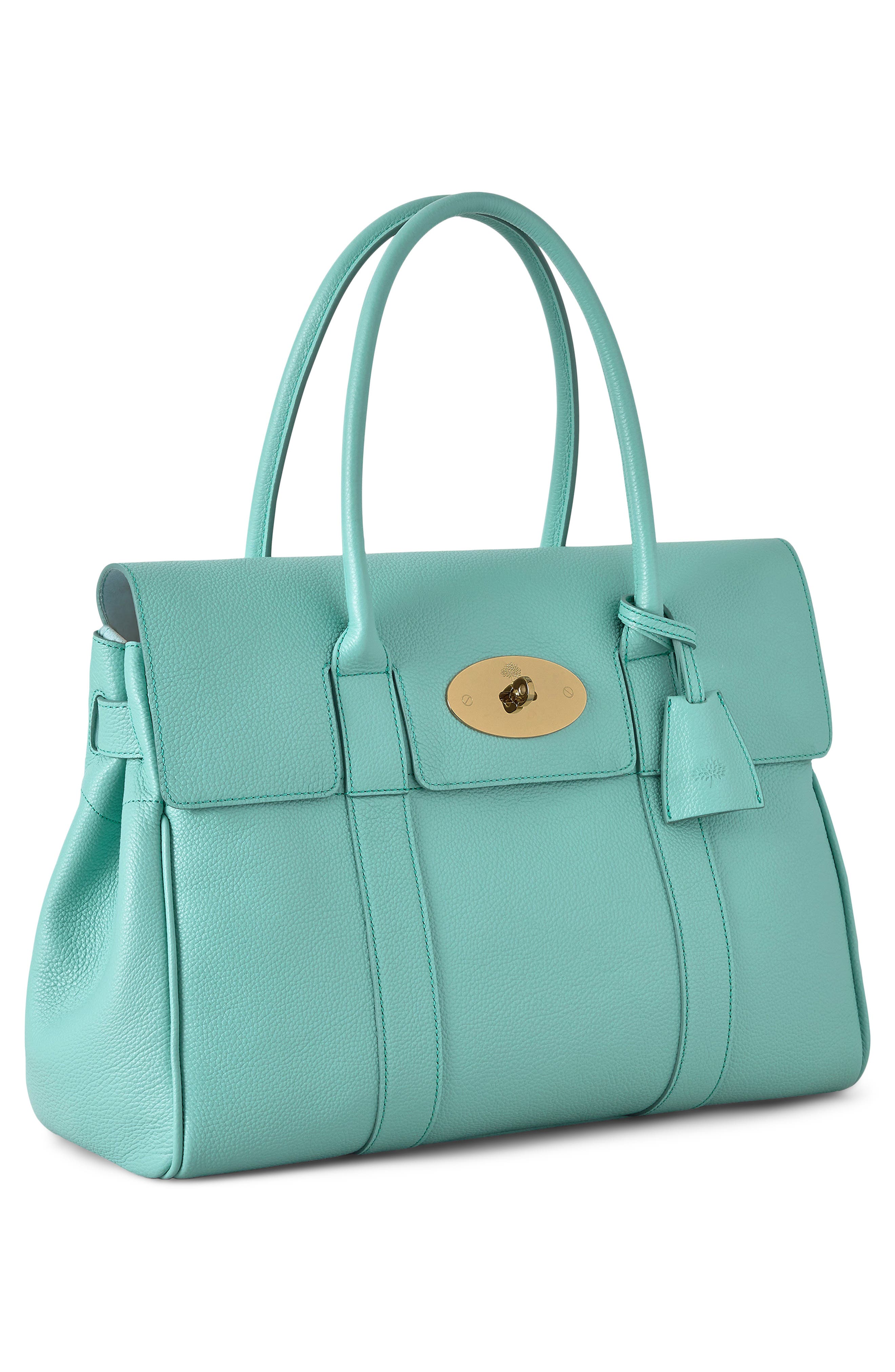 Bayswater Grained Leather Satchel, Alternate, color, MARINA BLUE