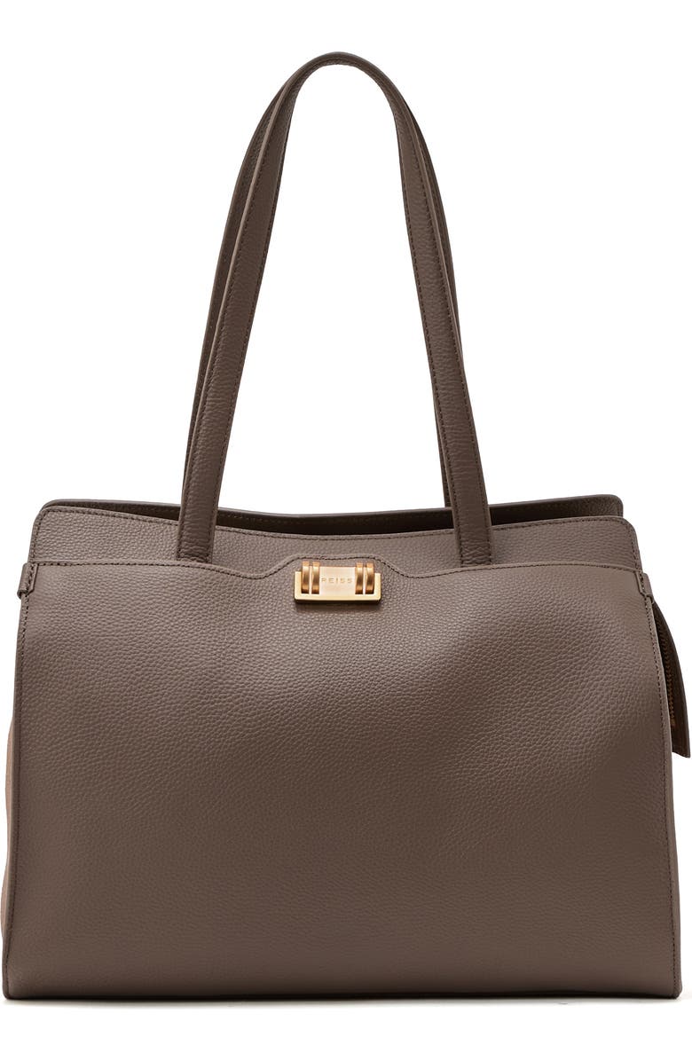 Reiss Delphine Leather Tote, Main, color, Taupe