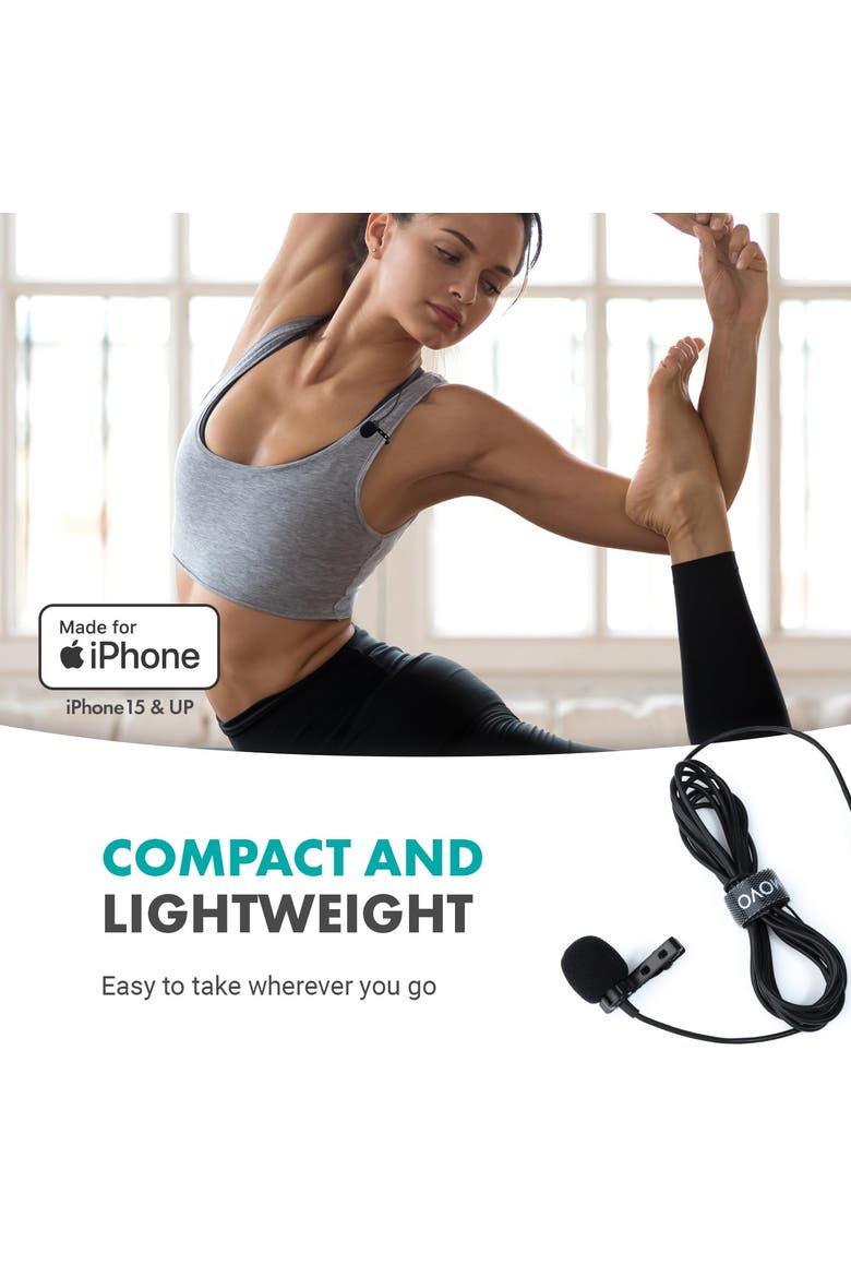 USB-C Wired Omnidirectional Lavalier Clip On Microphone for iPhone 15, Alternate, color, Black