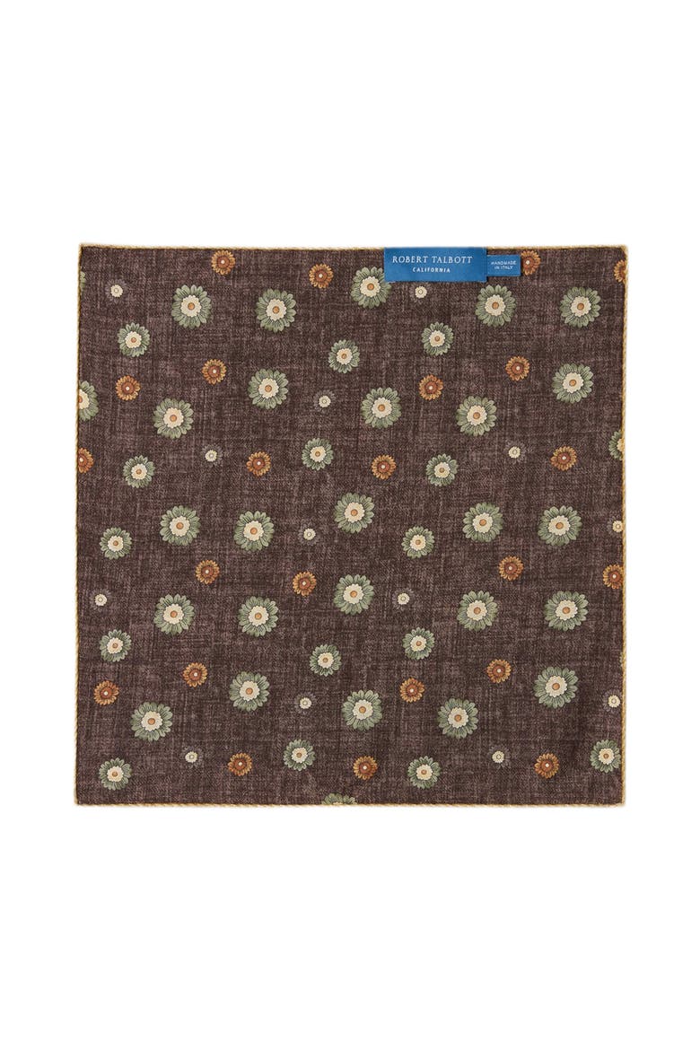 Collins Garden Double Print Pocket Square, Alternate, color, Brown Multi