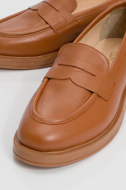 Forever & Always Shoes Bree Platform Penny Leather Loafer In Brown