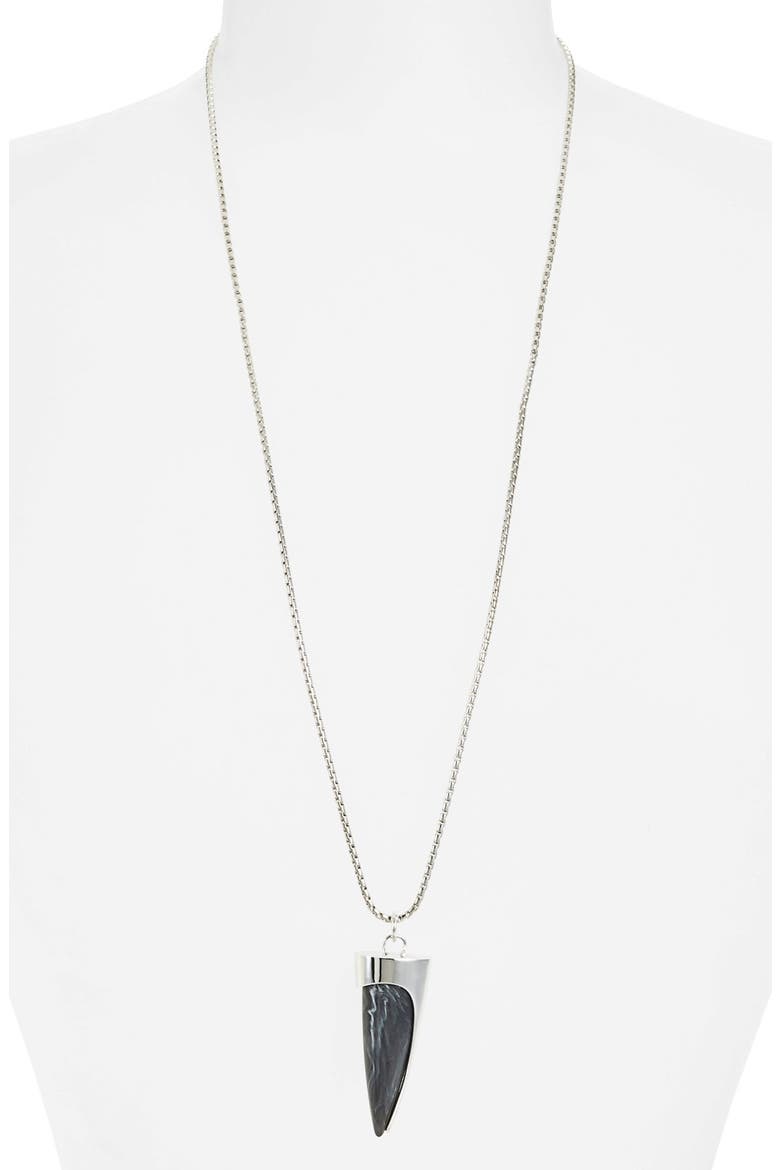 'Thorns & Horns' Pendant Necklace, Main, color, GREY HORN/ SILVER