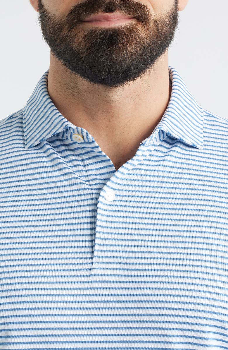 Peter Millar Tempo Performance Piqué Golf Polo, Alternate, color, White / Storm