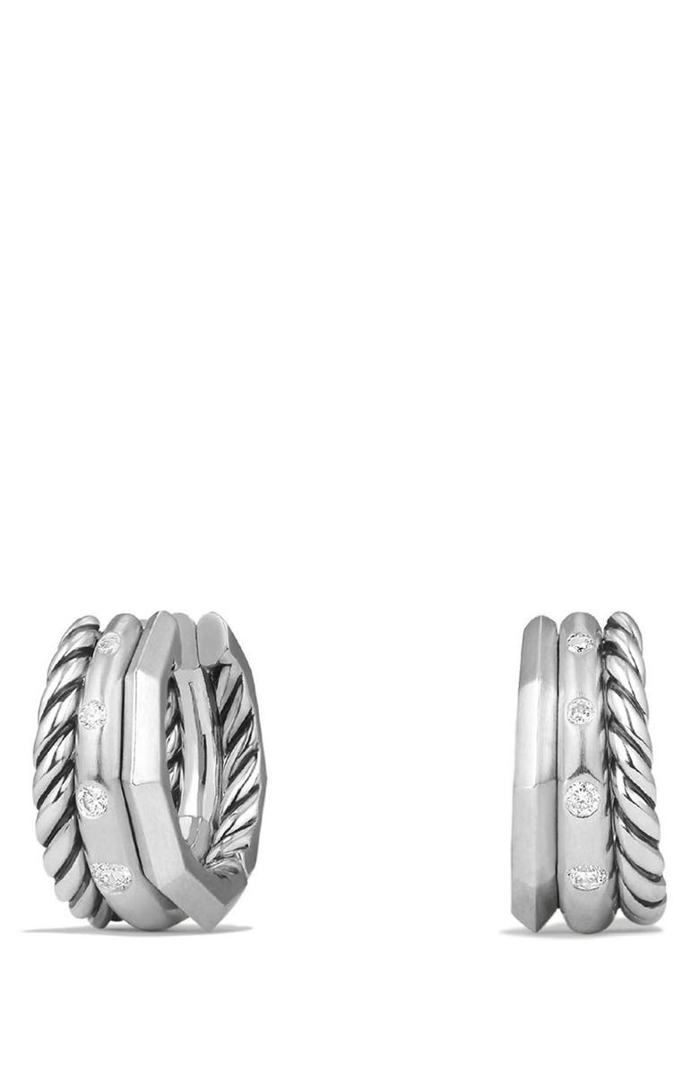 David Yurman Stax Diamond Hoop Earrings, Main, color,