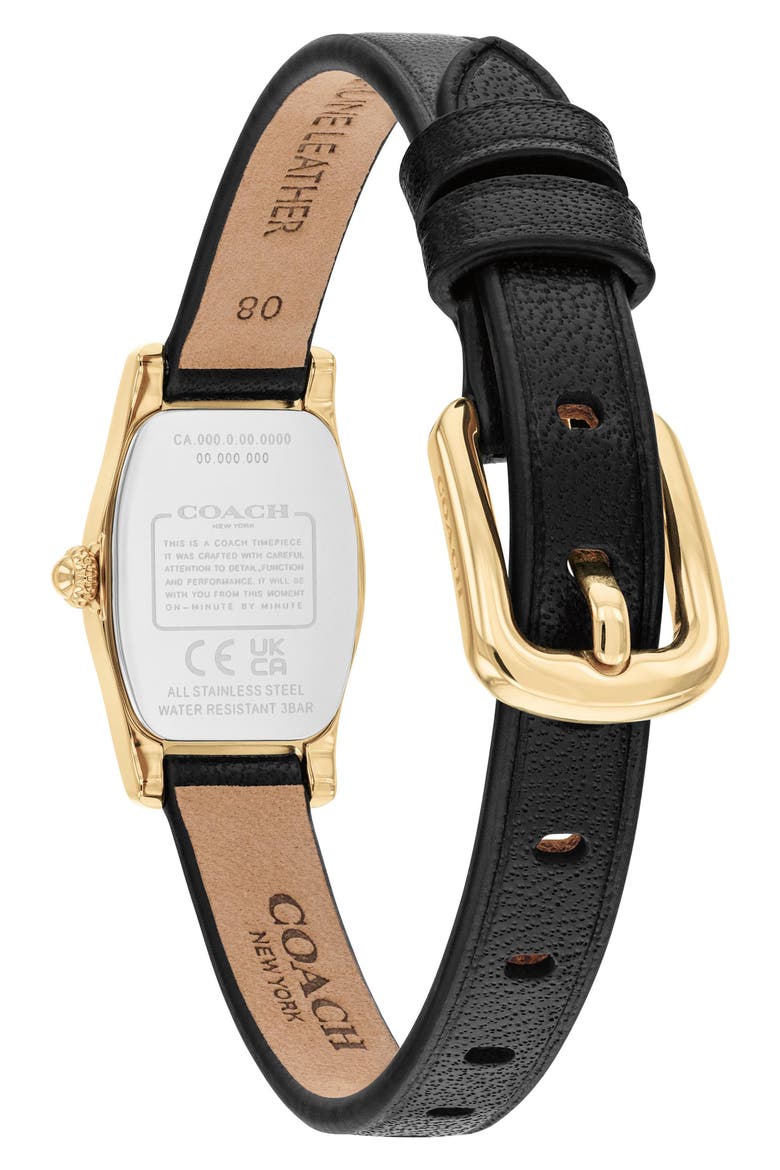 Greta Leather Strap Watch, 15.3mm, Alternate, color, BLACK