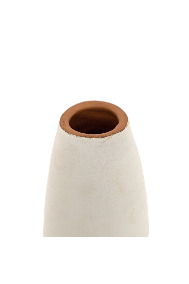 5" Small White Terracotta Tapered Elegant Tabletop Bud Vase, Alternate, color, White