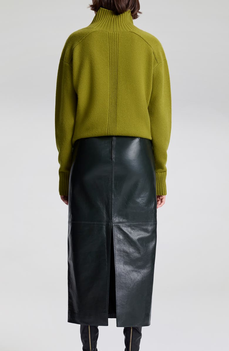 A.L.C. Marta Leather Midi Skirt, Alternate, color, Dark Green