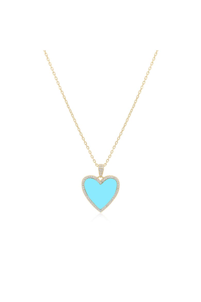 Large Turquoise CZ Halo Heart Necklace, Main, color, Turquoise