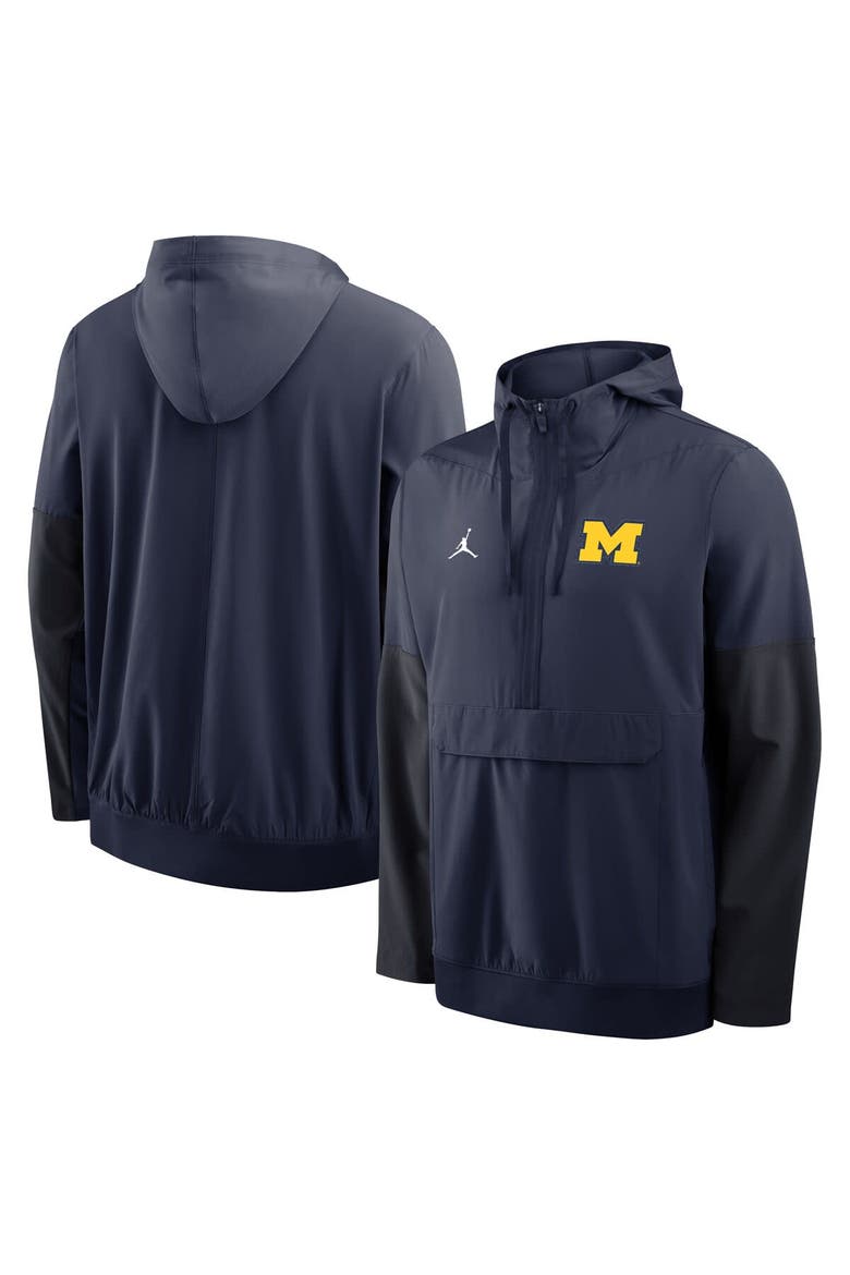 Men's Nike Navy Michigan Wolverines Anorak Half-Zip Hoodie Jacket, Alternate, color, Navy