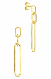 Sterling Forever Samantha CZ Paperclip Drop Earrings