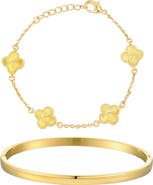 Adornia Clover Set of 2 14k Gold Plate Bracelets
