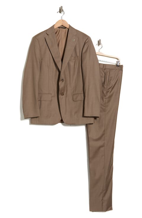 Taupe Serge Notch Lapel Wool Suit