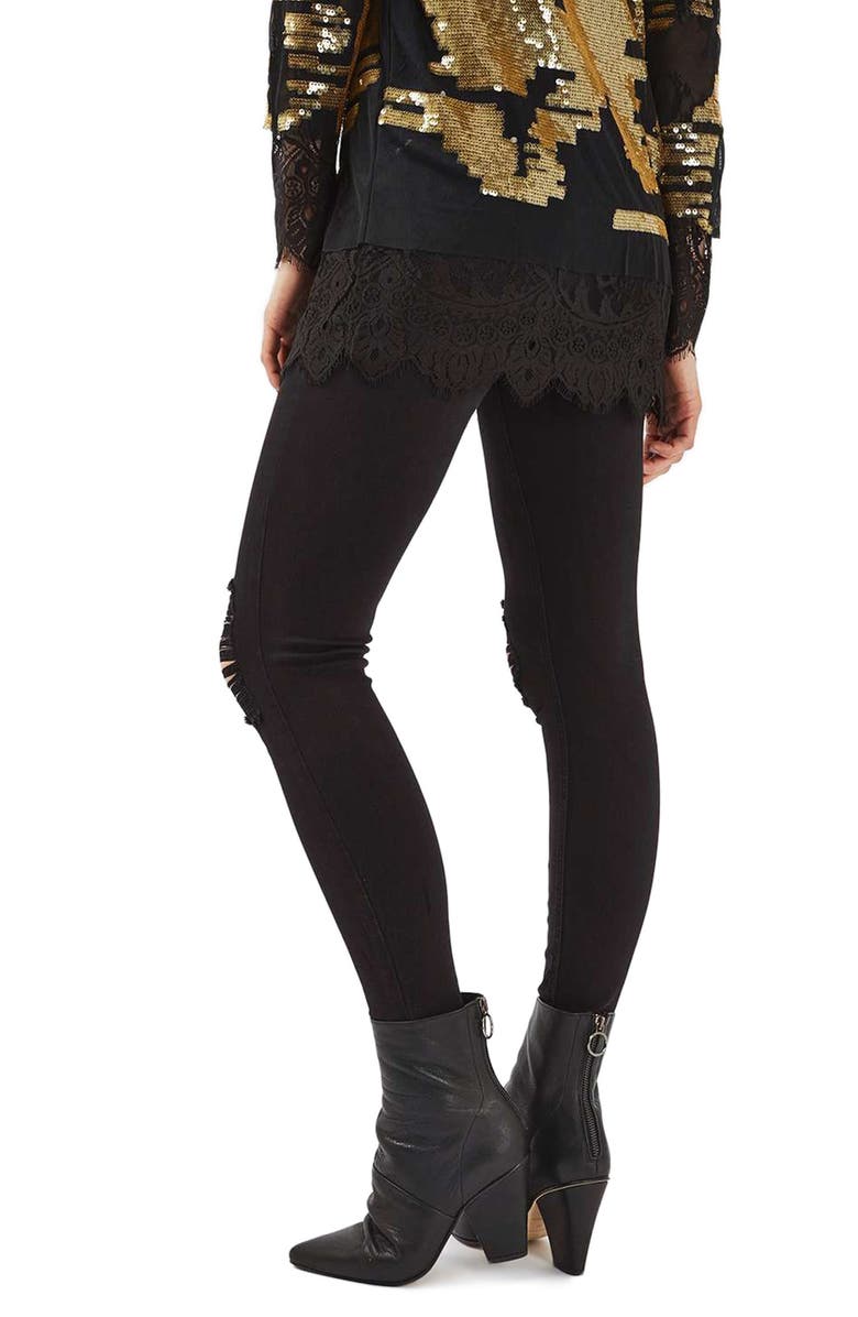 Topshop Ripped High Waist Ankle Skinny Jeans, Alternate, color, 