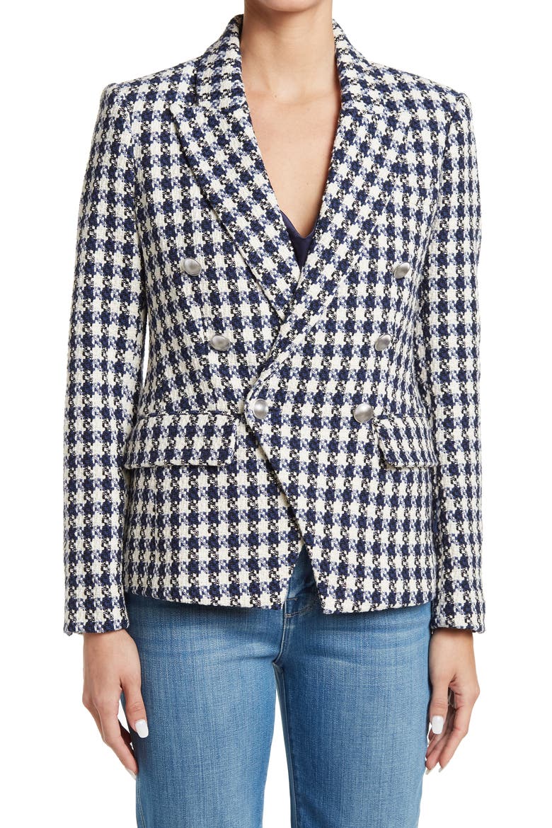 LAGENCE Kenzie Double Breated Blazer, Alternate, color, NAVY/ IVORY TWEED