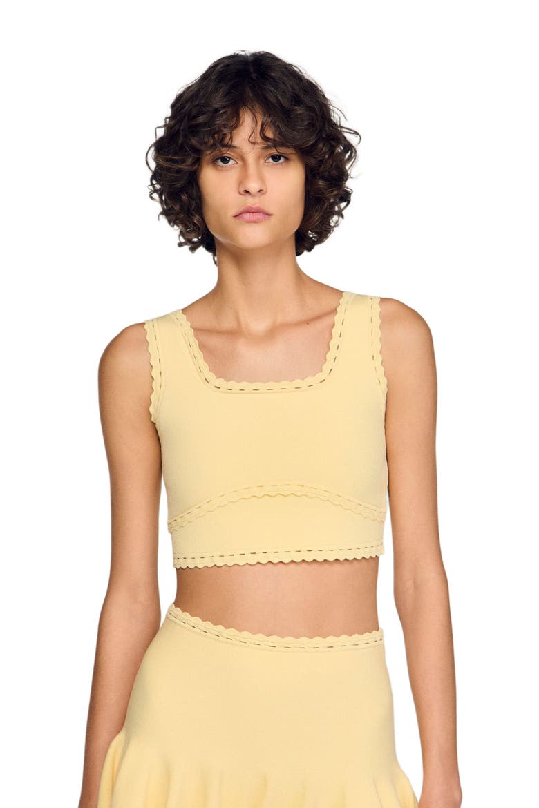 Knit crop top, Main, color, Butter