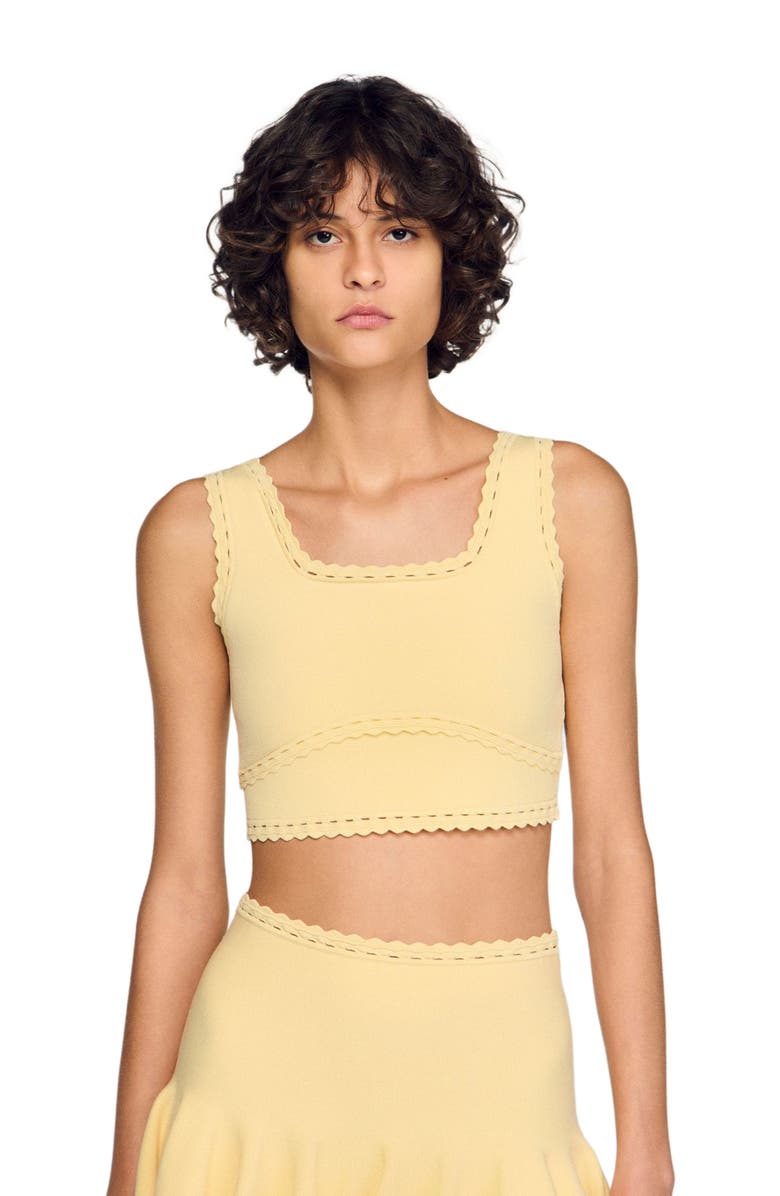 SANDRO Knit crop top, Main, color, Butter