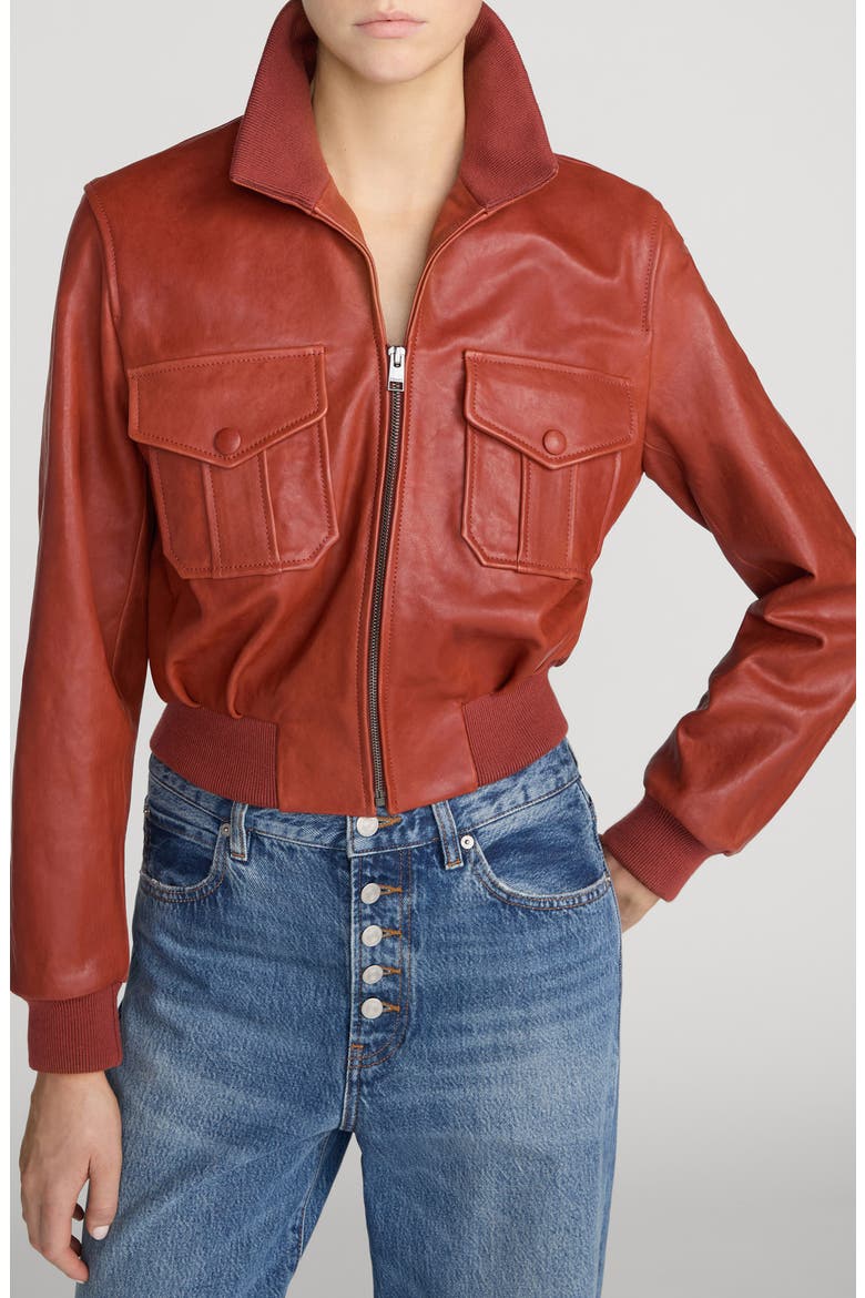 Ace Leather Jacket, Main, color, PAPRIKA