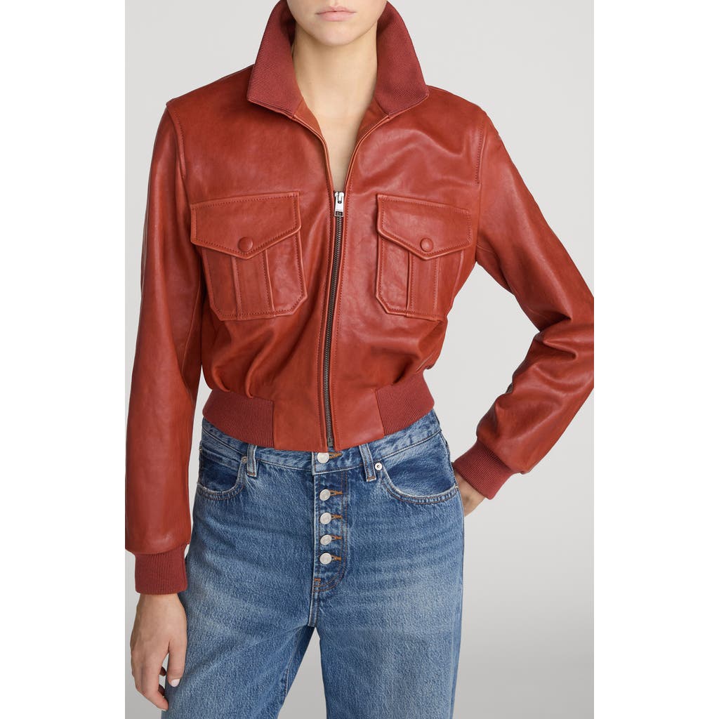Frame Ace Leather Jacket In Paprika