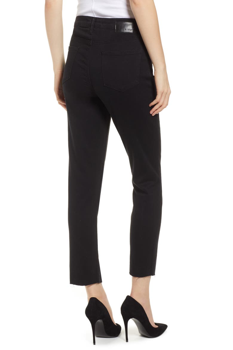 High Waist Split Hem Skinny Jeans, Alternate, color, BLACK