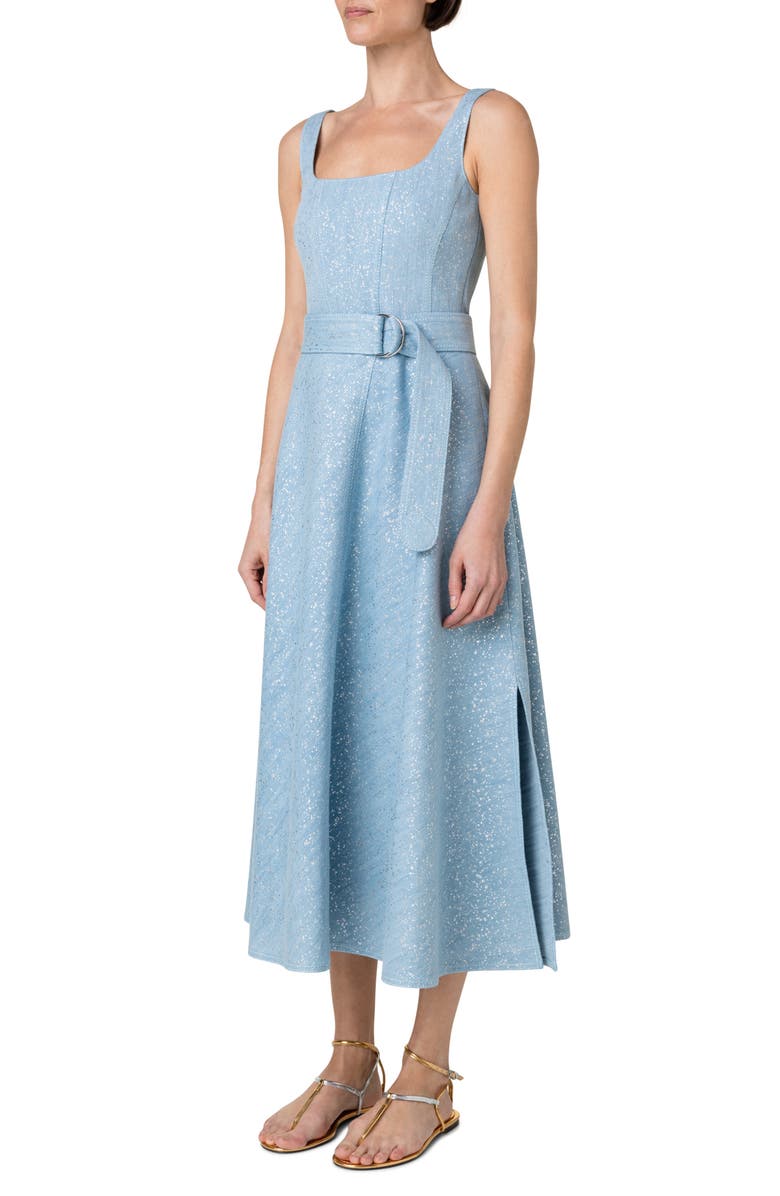 Akris punto Sparkle Cotton Stretch Denim Sundress, Alternate, color,