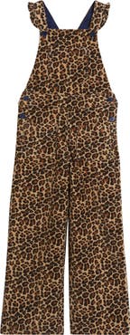 Mini Boden Kids' Leopard Print Corduroy Overalls