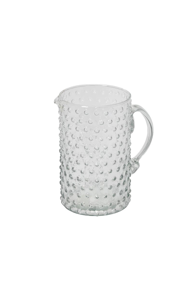 Storied Home Hand Blown Glass Hobnail Pitcher, Main, color, Clear