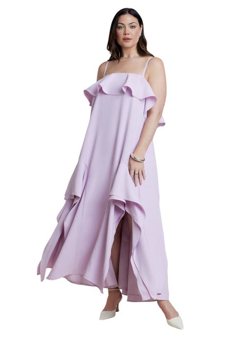 Ruffle Detail Maxi Trapeze Dress