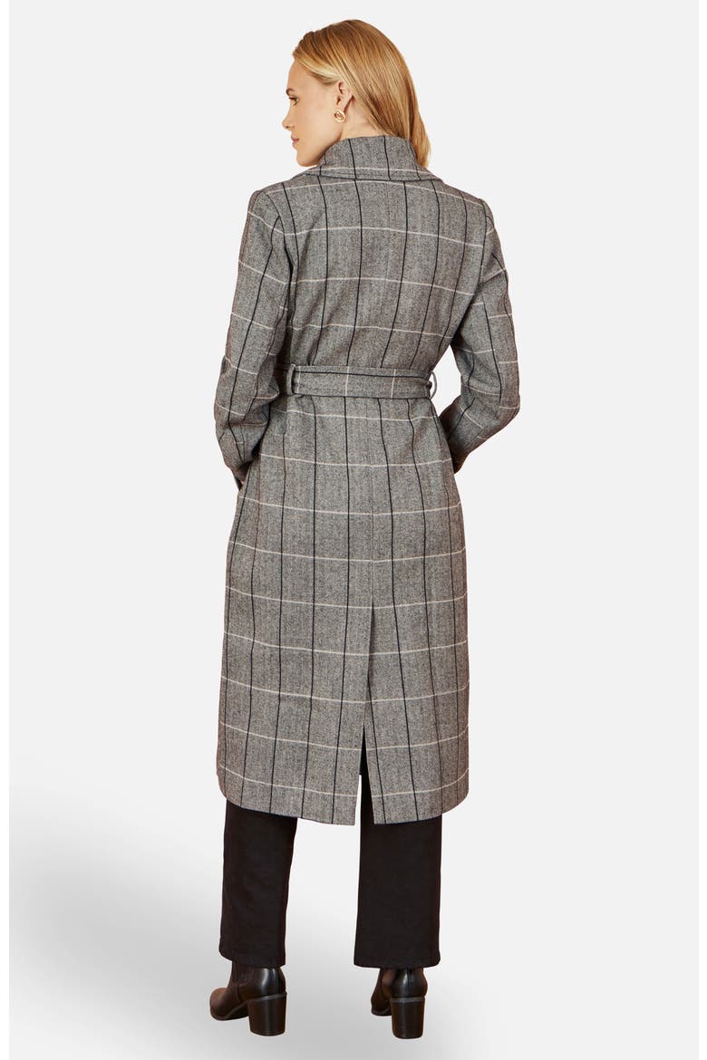Check Oversize Long Biker Coat, Alternate, color, Grey