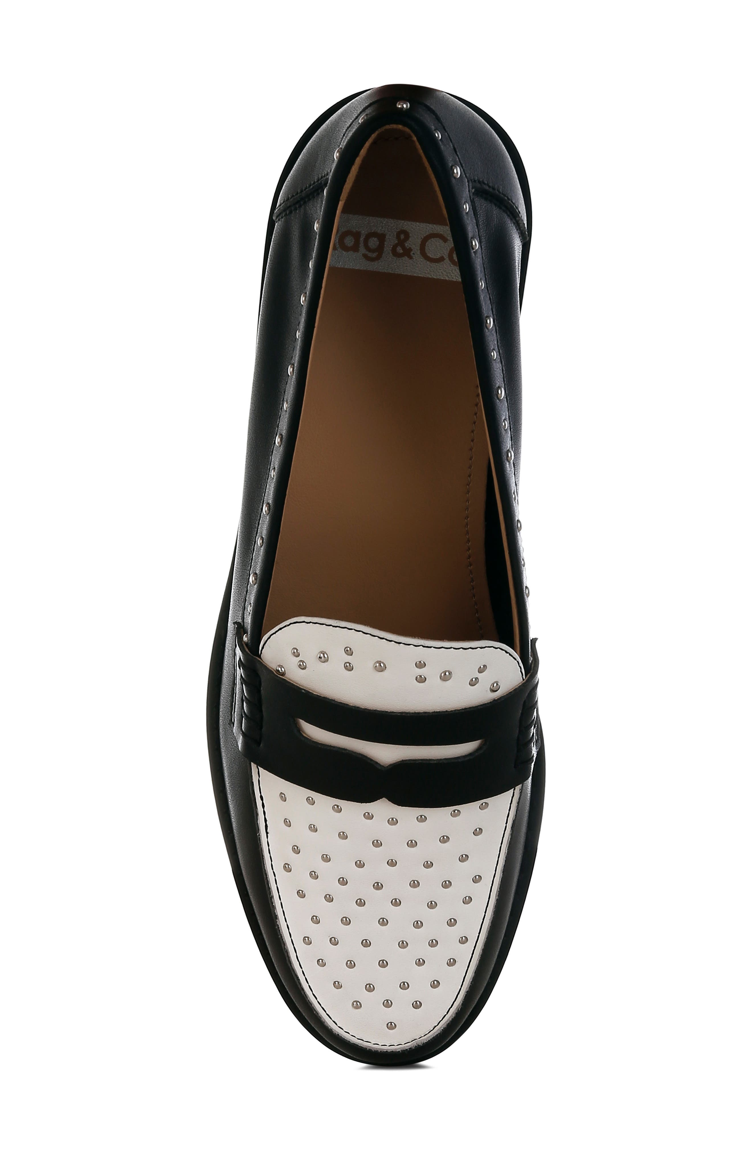 Rag & Co Raisa Penny Loafer, Alternate, color, Black/ Off White