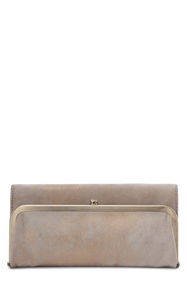 Rachel Continental Leather Frame Wallet, Main, color, GOLDEN GRANITE