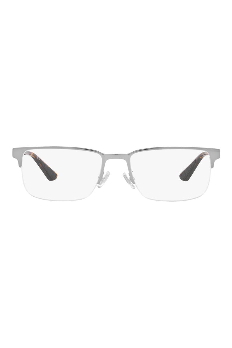 56mm Rectangular Optical Glasses, Main, color, SHINY GUNMETAL/ TORT