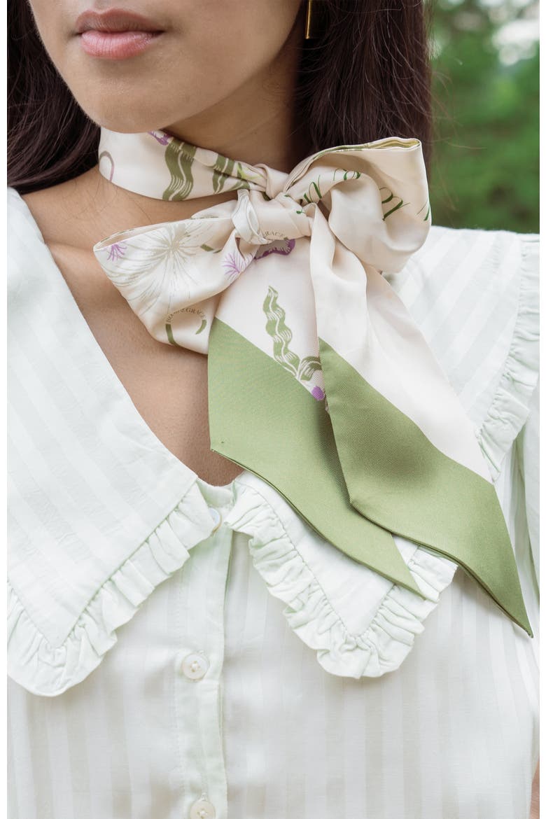 Cottage Vines Silk Twilly Scarf, Alternate, color, Green