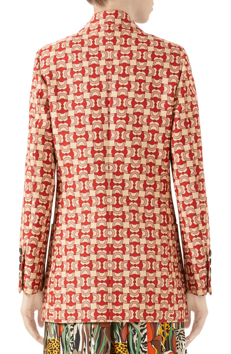 Gucci Horsebit Jacquard Blazer, Alternate, color,