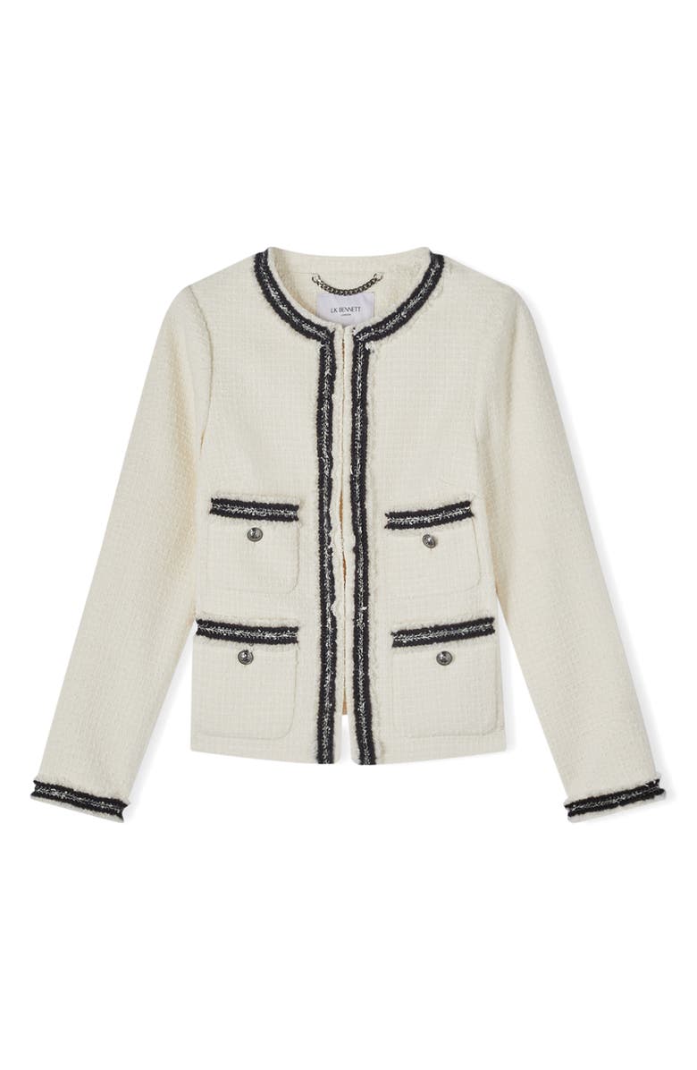 LK Bennett Charlee Tweed Jacket, Alternate, color, Cream