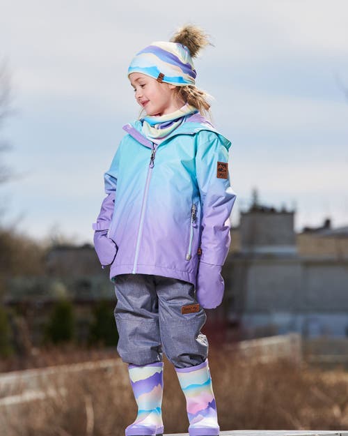 Deux Par Deux Little Girl's 3-in-1 Mid-season Outerwear Set Turquoise And Mauve Gradient In Turquoise And Mauve Gradient