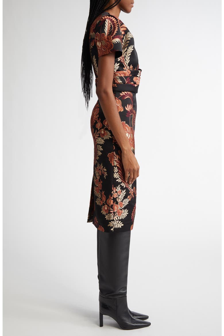 Floral Jacquard Sheath Dress, Alternate, color, MULTICOLOR BLACK BASE