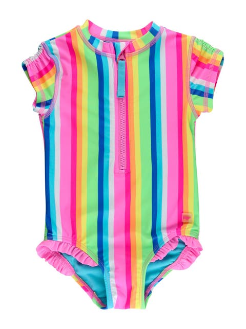 Toddler Girls Short Sleeve Upf50+ One Piece Rash Guard