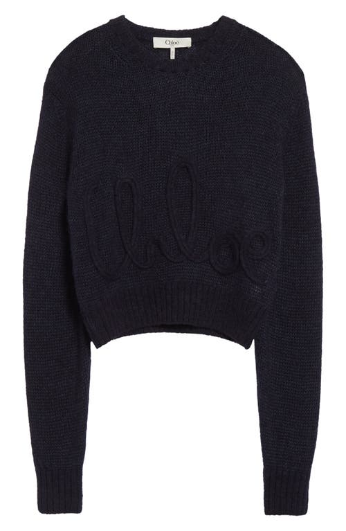 Chloé Raised Logo Alpaca & Silk Sweater In Blue
