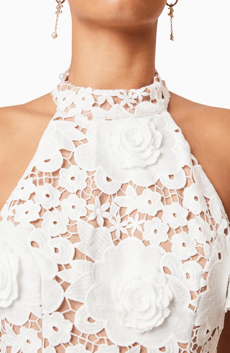 Elliatt Daffodil Floral Appliqué Midi Cocktail Dress, Alternate, color,