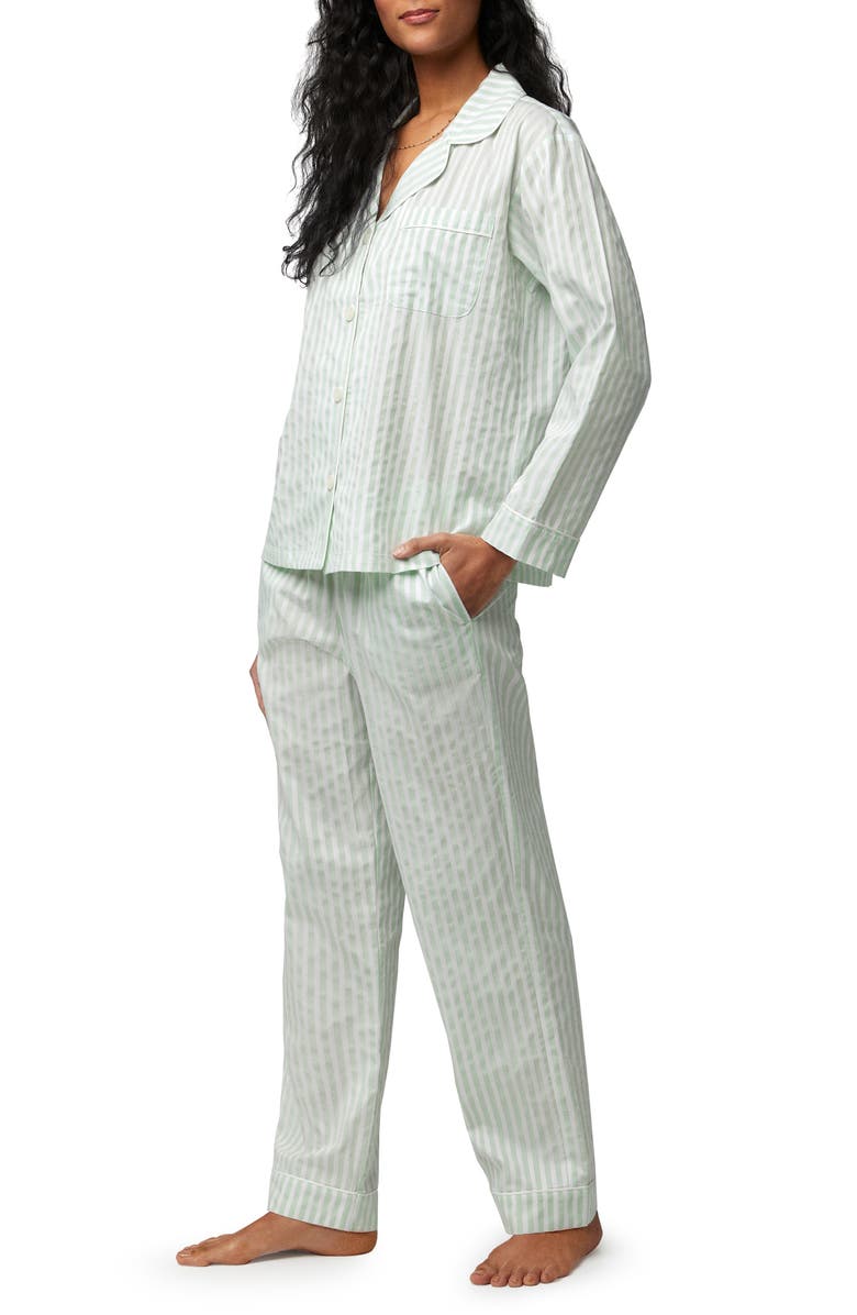 BedHead Pajamas 3D Stripe Organic Cotton Sateen Pajamas, Alternate, color, Mint 3D Stripe
