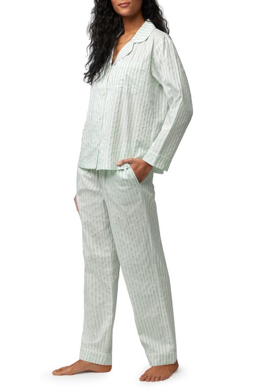 Shop Bedhead Pajamas 3d Stripe Organic Cotton Sateen Pajamas In Mint 3d Stripe