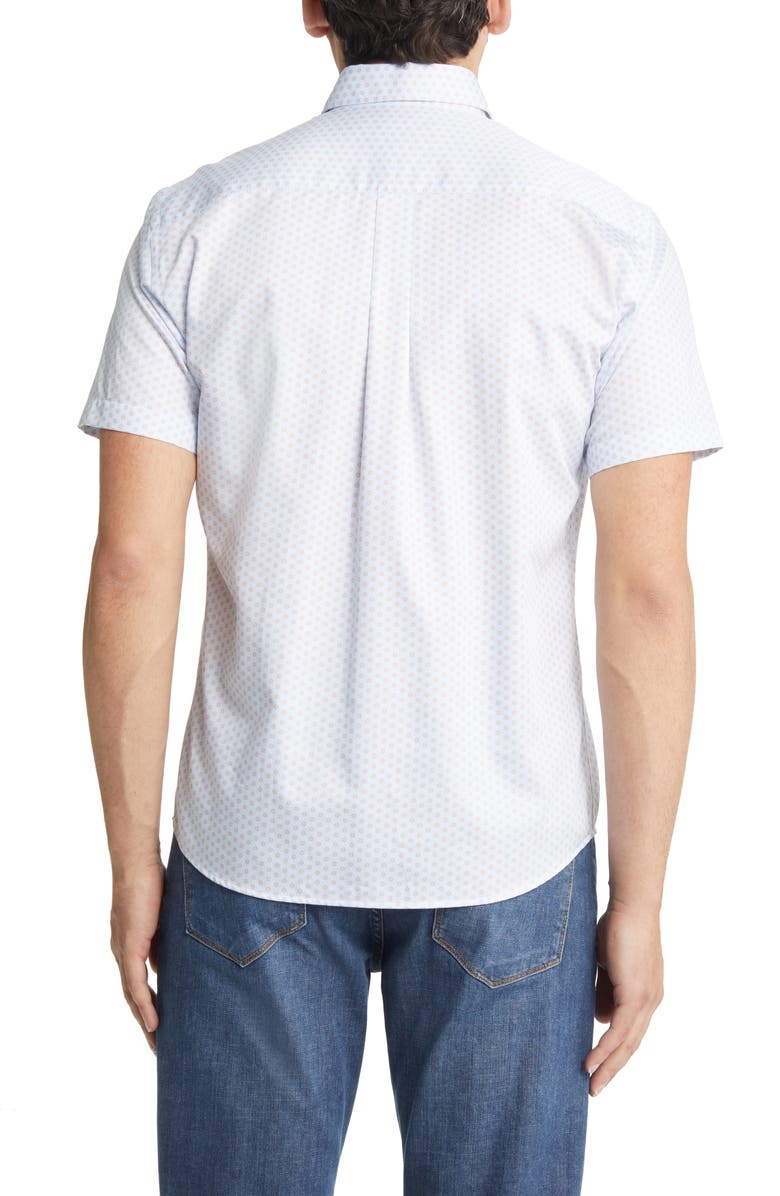 Peter Millar Lewis Geo Short Sleeve Button-Down Shirt, Alternate, color, 