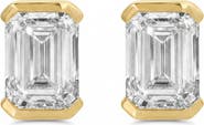 BY ADINA EDEN Lab Grown Diamond Emerald Slight Bezel Stud Earring 14K