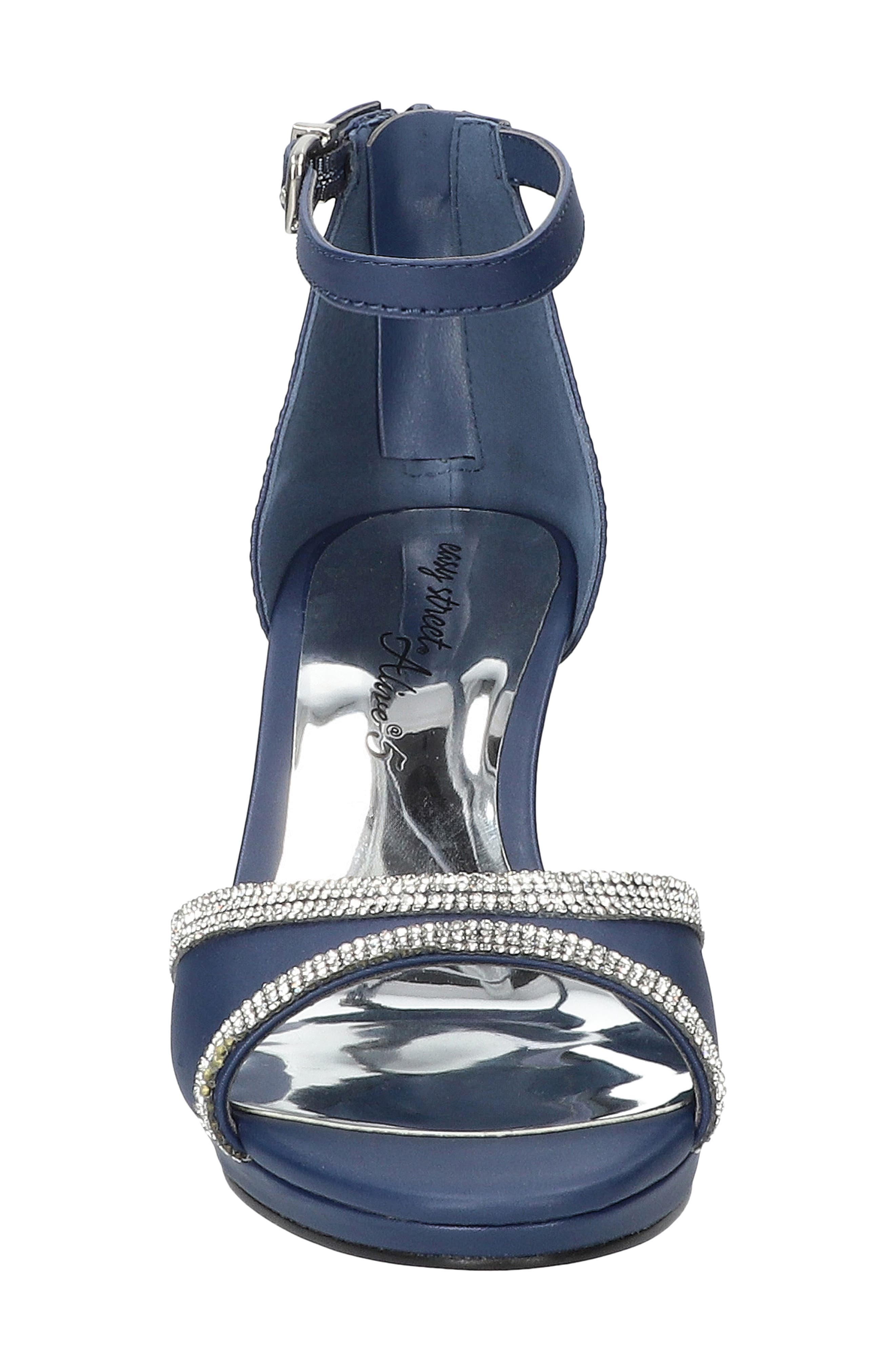 Davina Ankle Strap Sandal, Alternate, color, NAVY SATIN